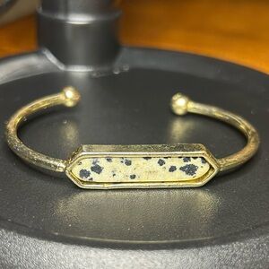 Gold-tone Dalmatian Jasper Cuff Bracelet